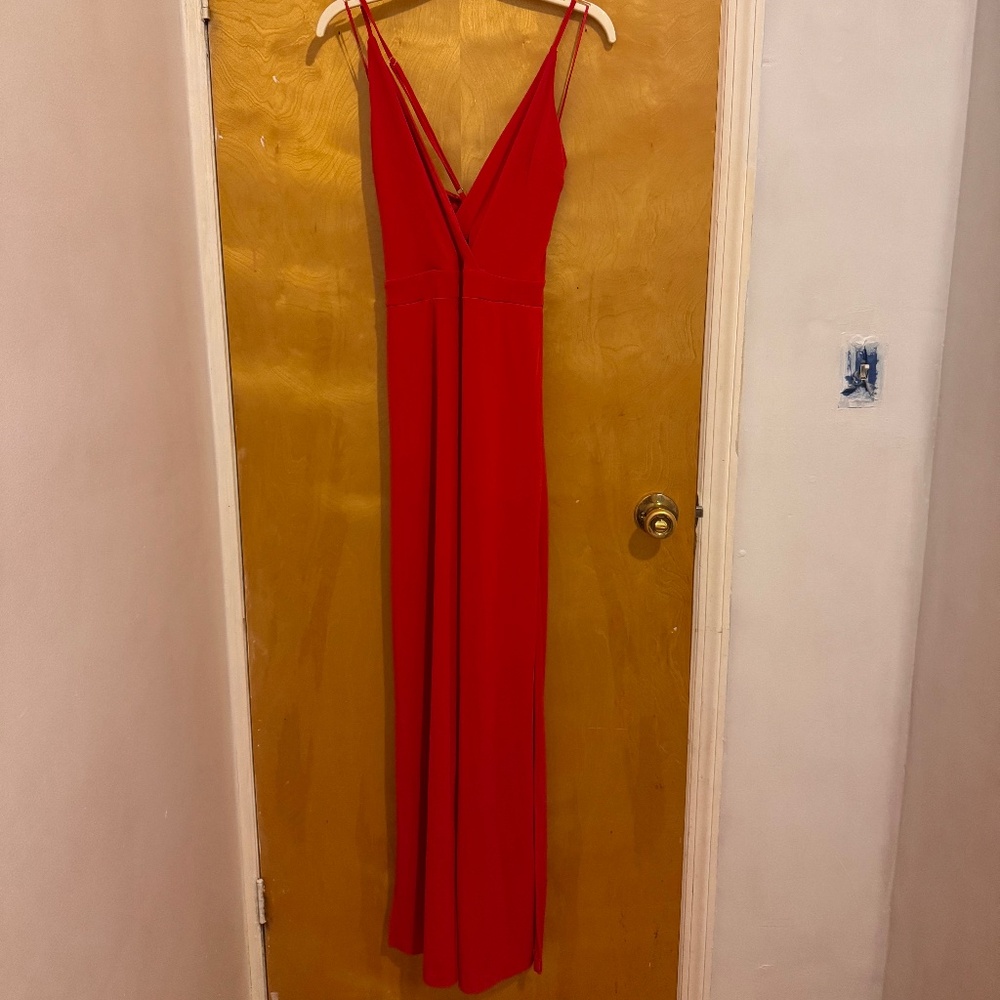 Nwt Express Deep V Red Spaghetti Strap Jumpsuit S… - image 3